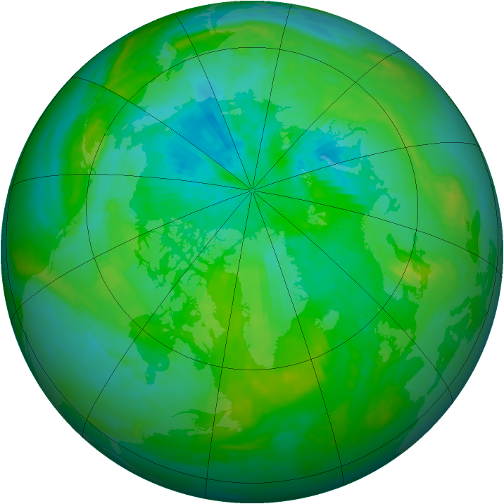 Arctic ozone map for 25 August 1991